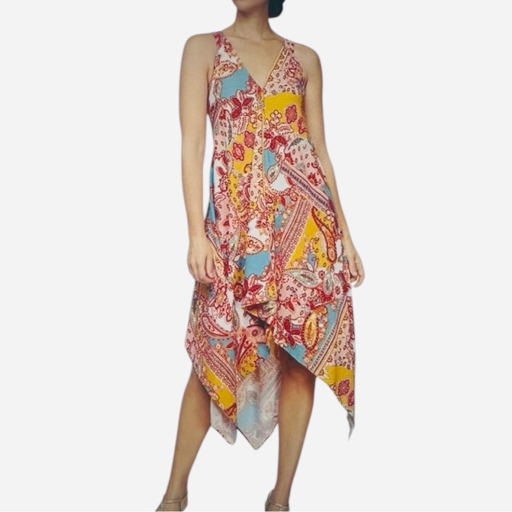 SLNY Asymmetrical Paisley Dress in Multicolor NWT